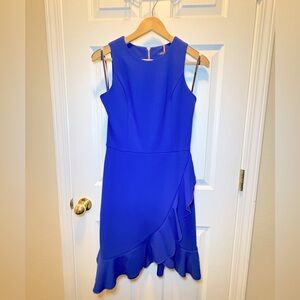 Tommy Hilfiger fitted shift with ruffle skirting. Navy, size 4.